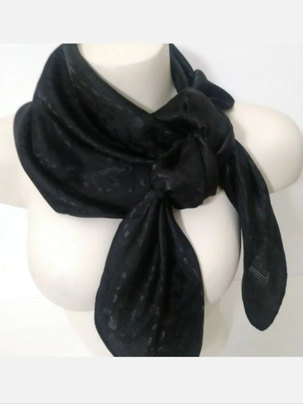 New Black Square Satin Scarf - Elegant Lightweight Animal Print
